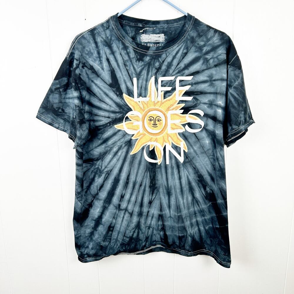 Ed Sheeran Blue Tie Dye LIfe Goes On Graphic Tee Large